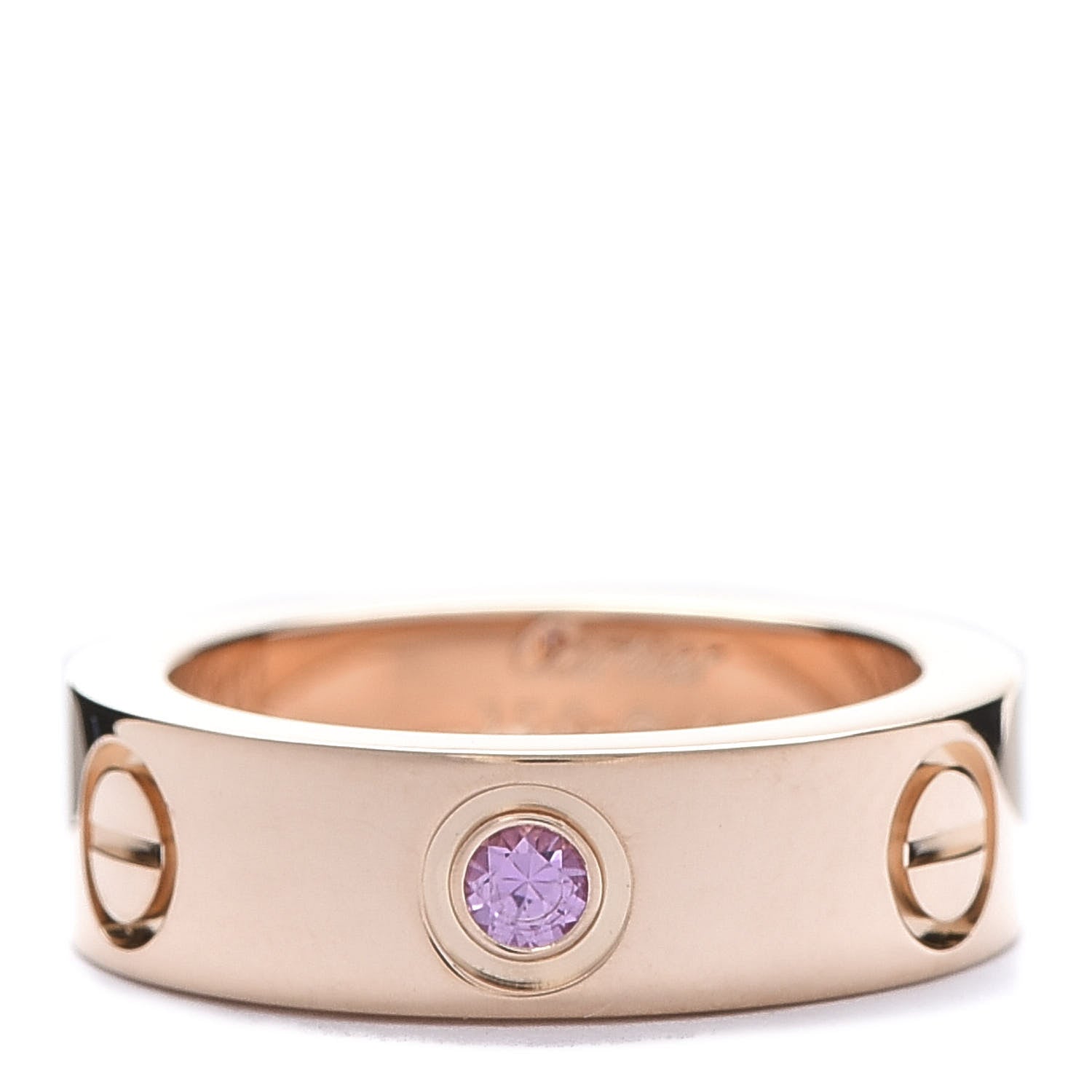 Cartier 18K Pink Gold Pink Sapphire 5.5mm LOVE Ring 48 4.5 1 of 5