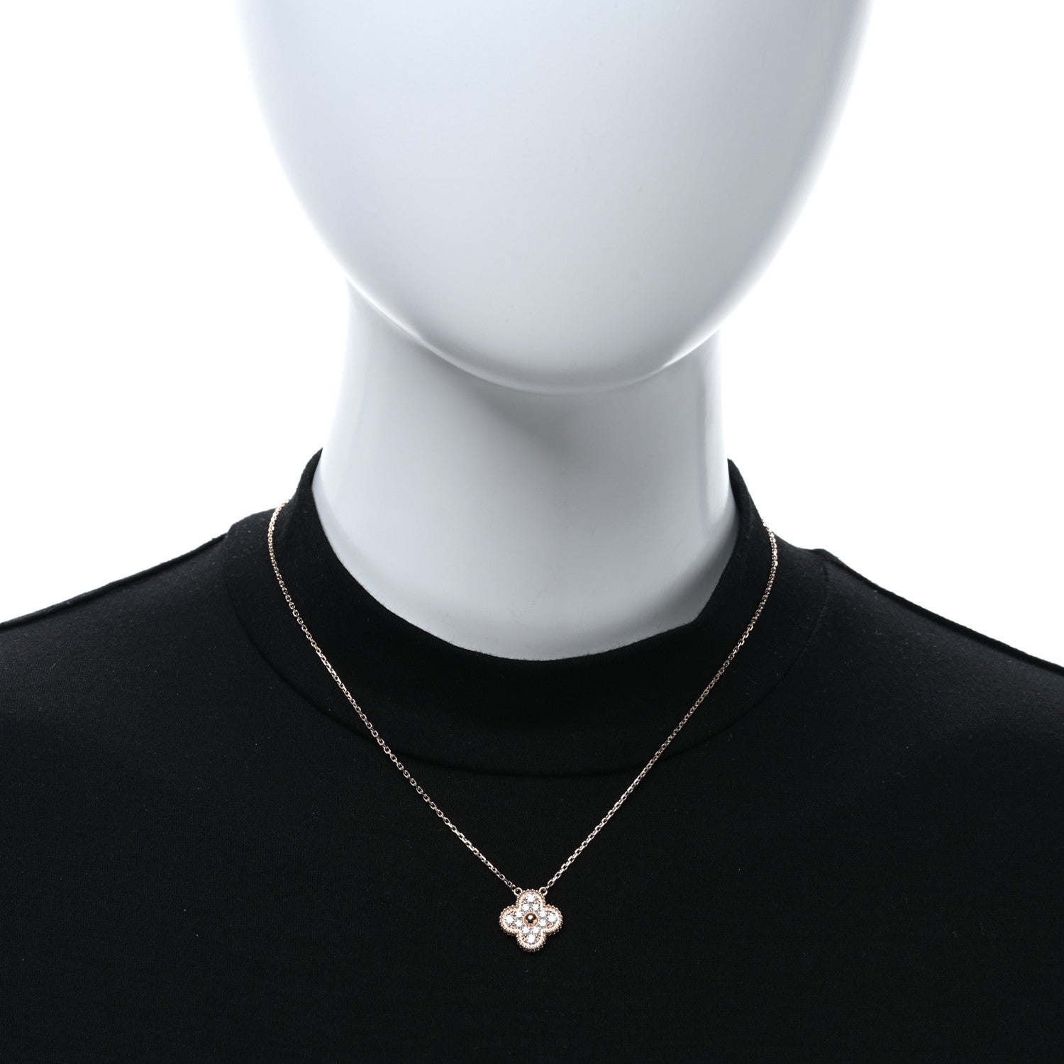 Van Cleef & Arpels 18K Rose Gold Diamond Vintage Alhambra Pendant Necklace 2 of 5