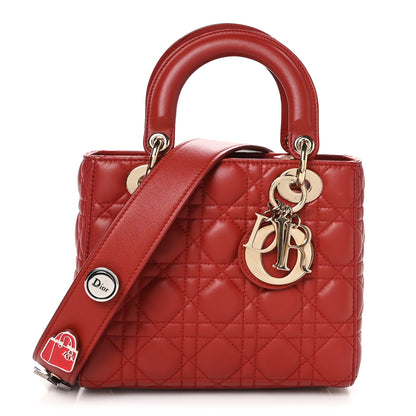 Christian Dior Lambskin Cannage Small Lucky Badges My Lady Dior Red 1 of 12