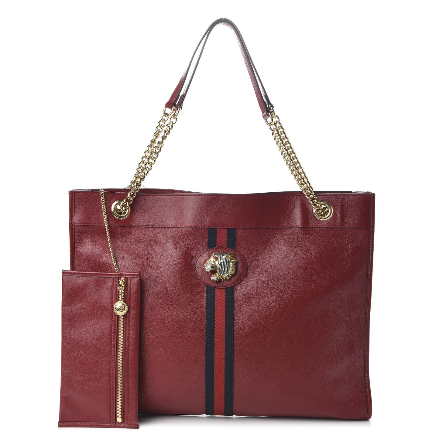 Calfskin Large Rajah Chain Tote Romantic Cherry