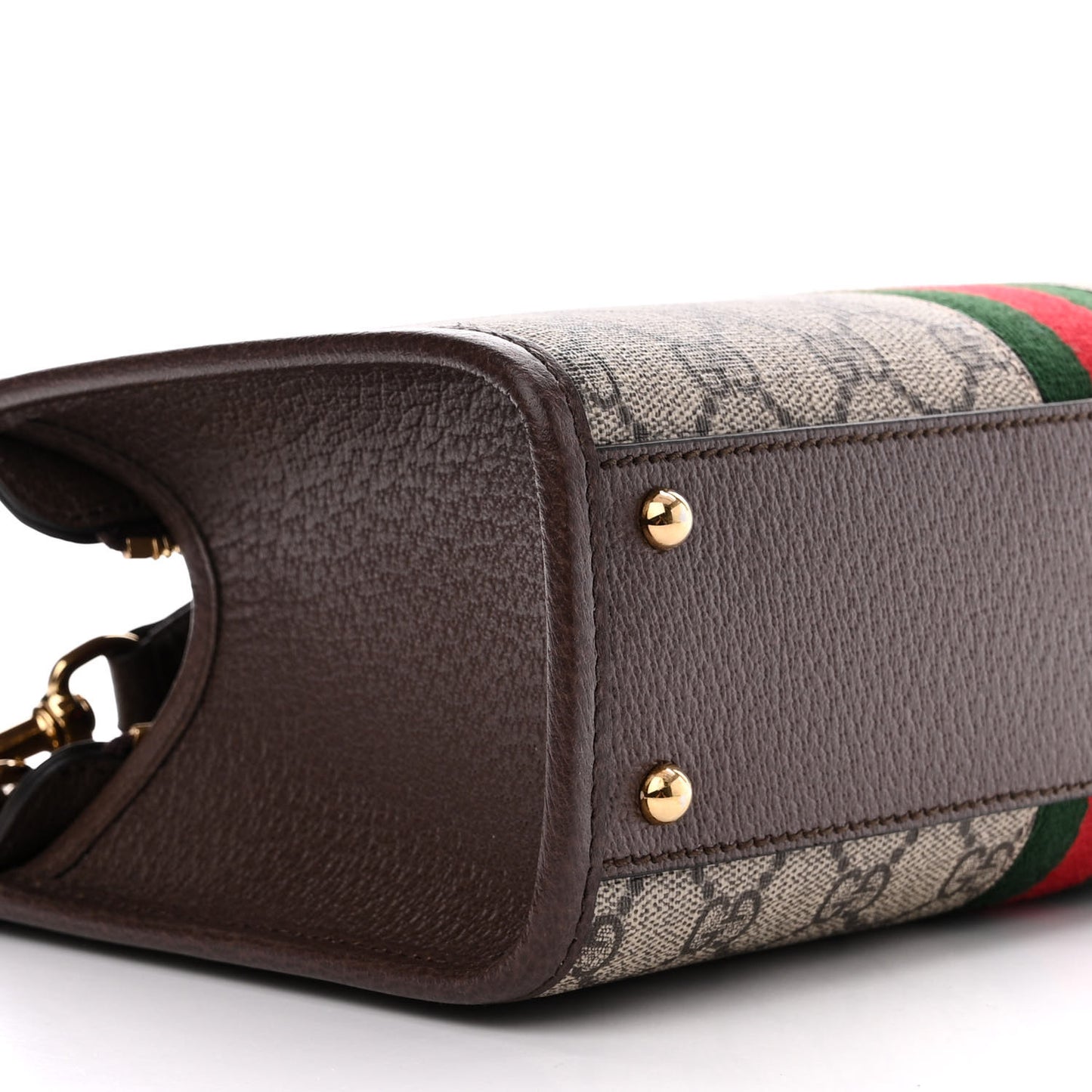 GG Supreme Monogram Textured Dollar Calfskin Web Small Ophidia Slip Handle Tote Beige Ebony New Acero