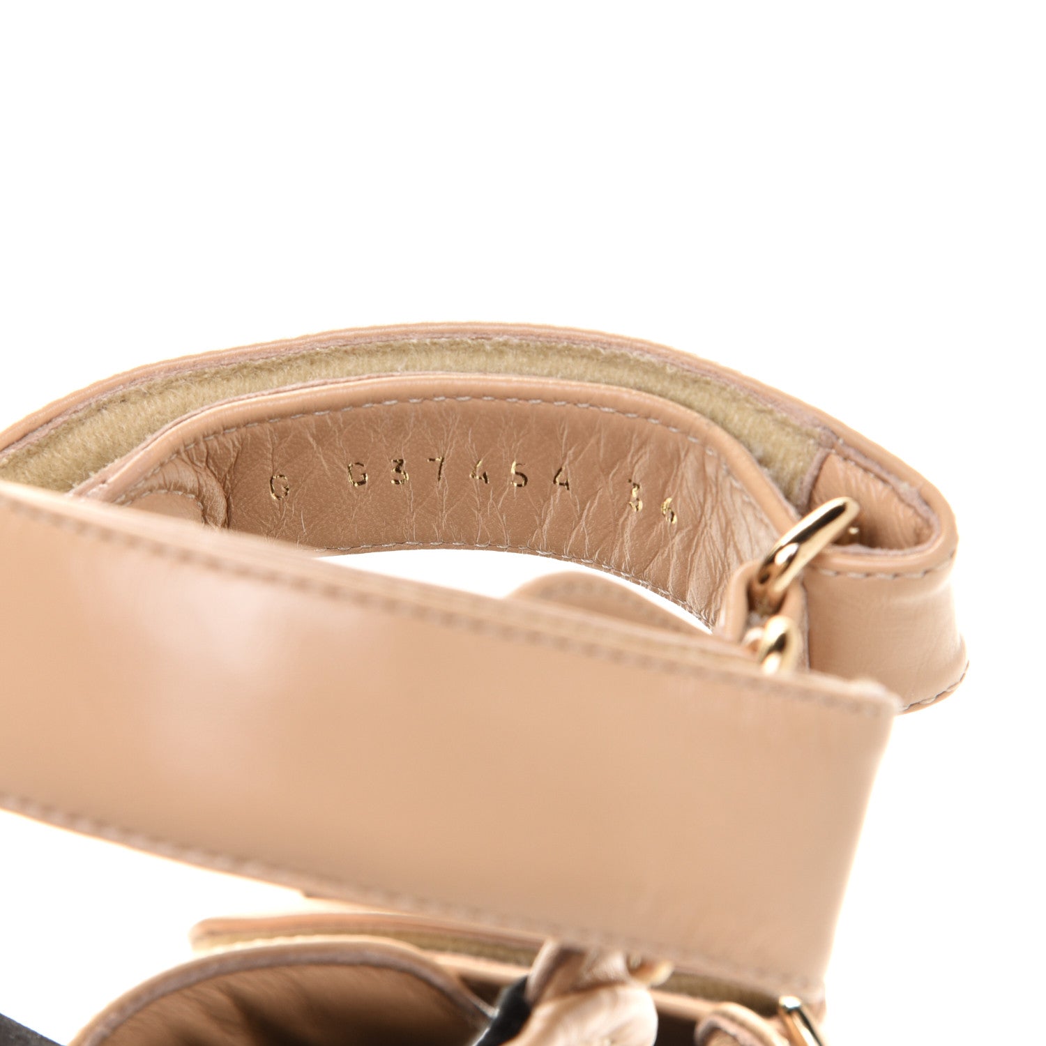 Chanel Shiny Calfskin Quilted Wedge Sandals 36 Beige 9 of 10