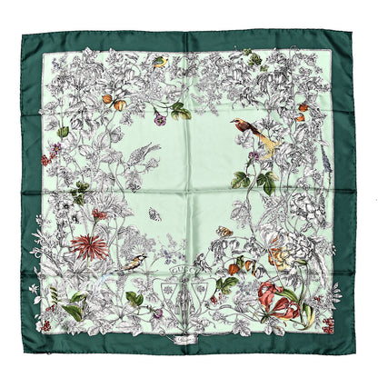 Gucci Silk Twill Wondergardenia Square Scarf Emerald 1 of 5