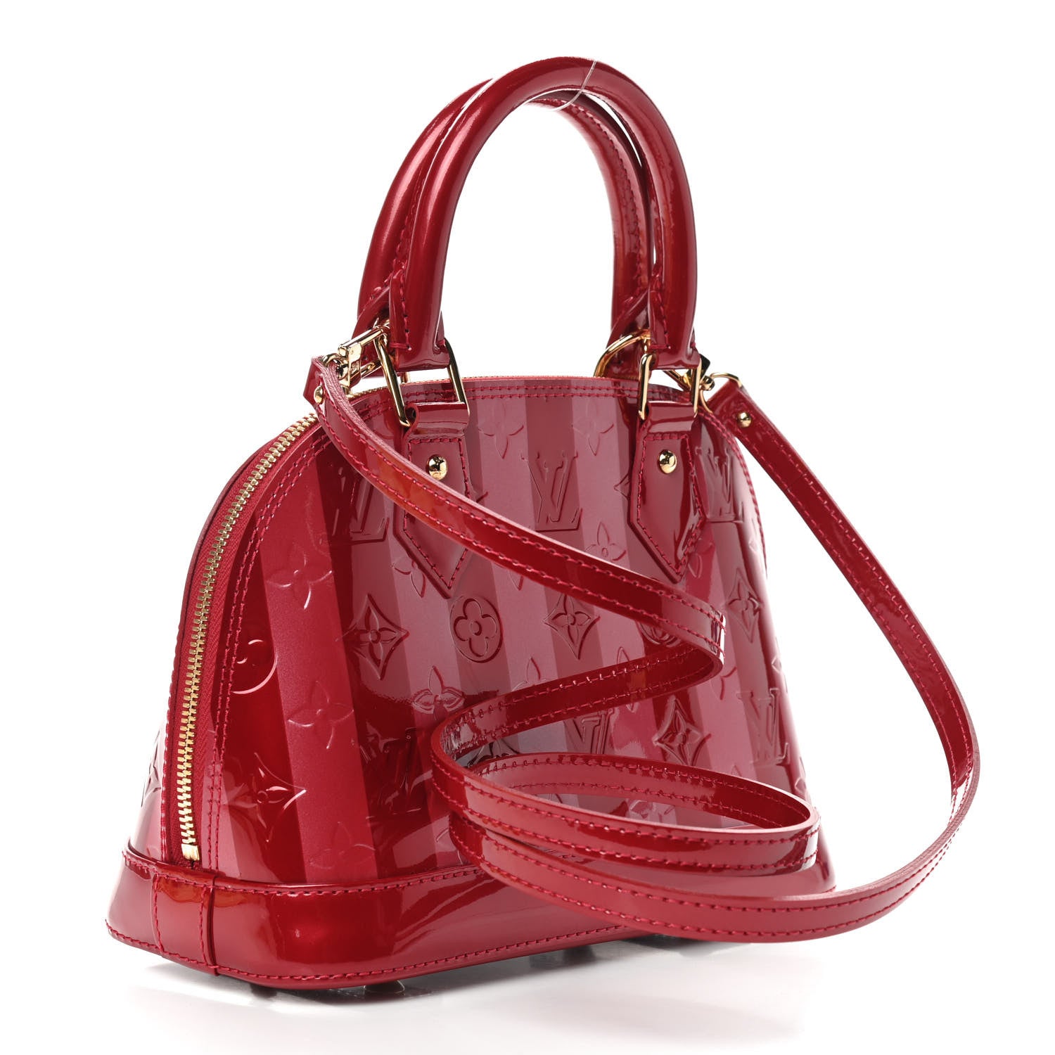 Louis Vuitton Vernis Rayures Alma BB Pomme D'Amour 3 of 8