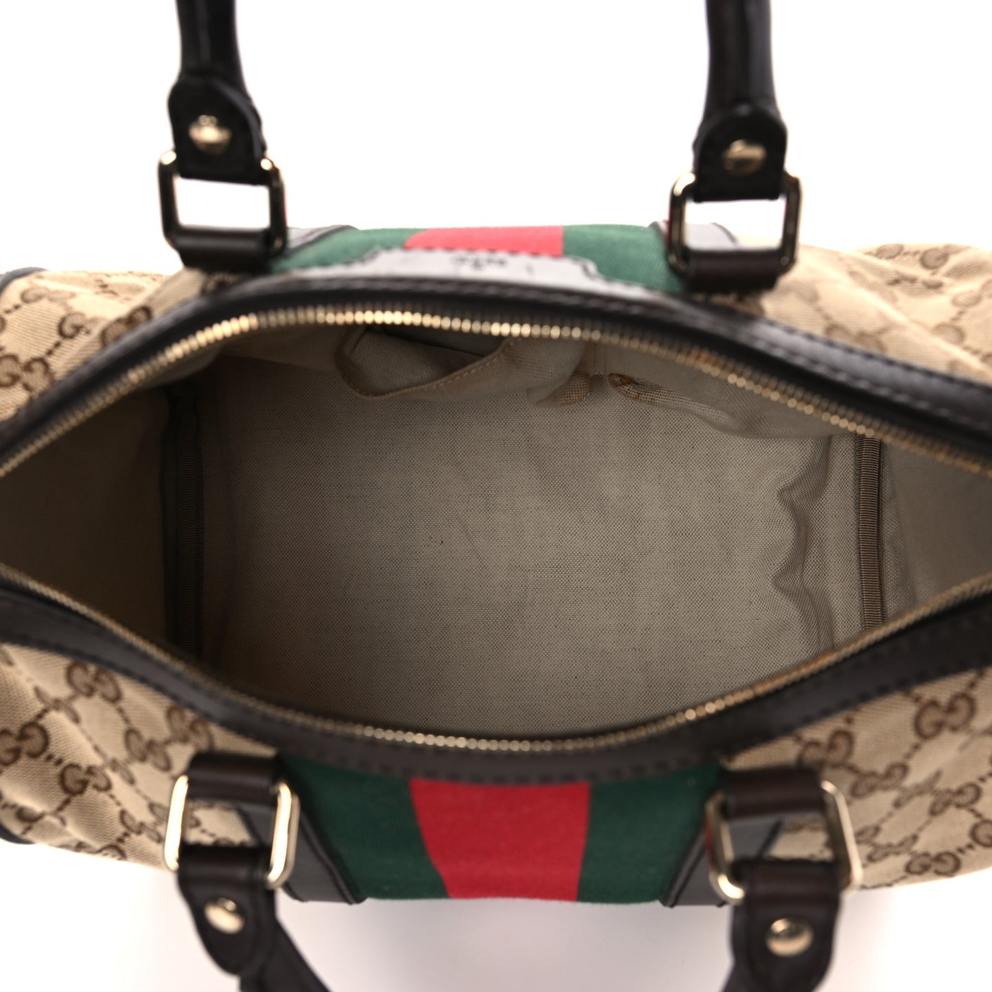 Monogram Selleria Calfskin Vintage Web Medium Boston Beige Ebony Cocoa