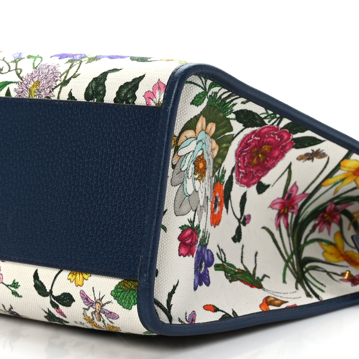Gucci Canvas Large Flora Tote Navy Multicolor 9 of 9