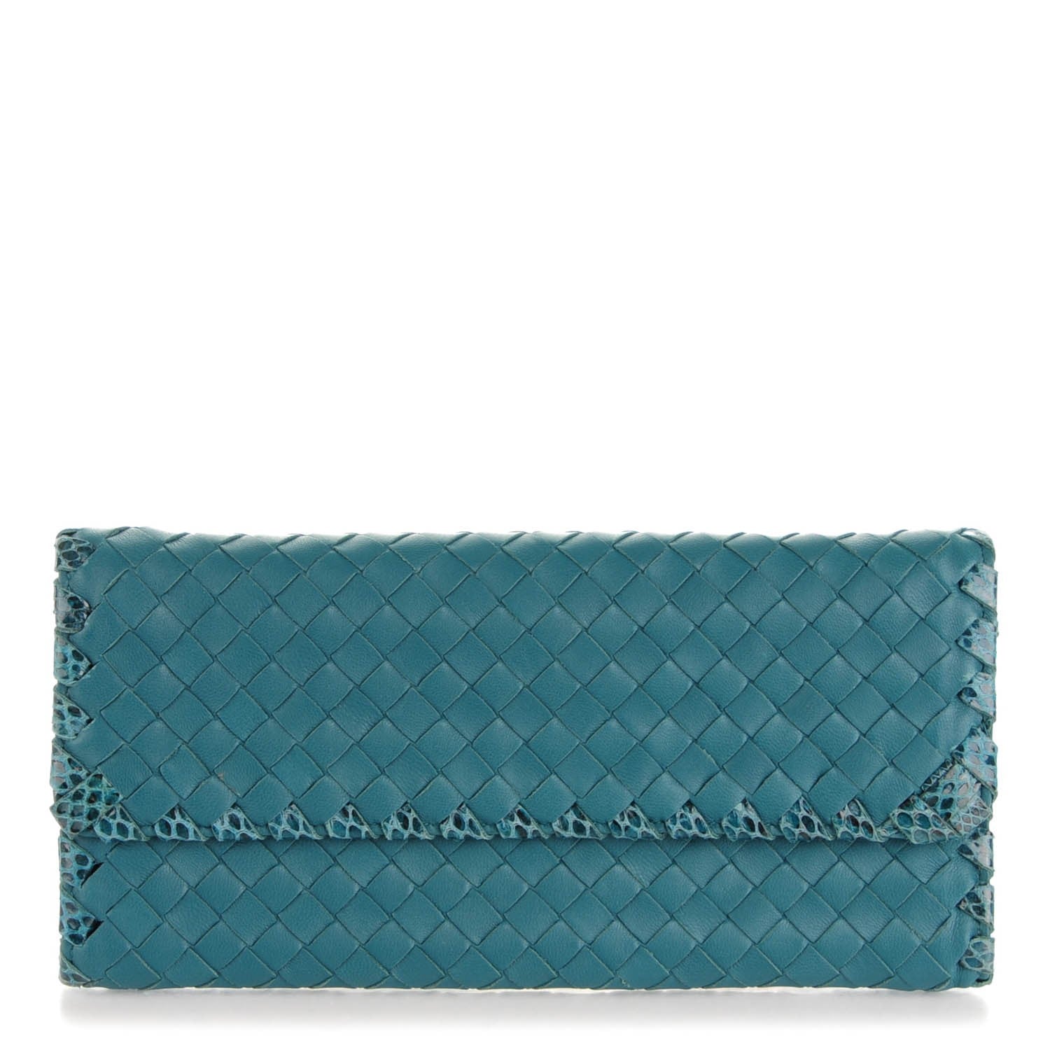 Bottega Veneta Nappa Ayers Intrecciato Continental Wallet Teal 1 of 7
