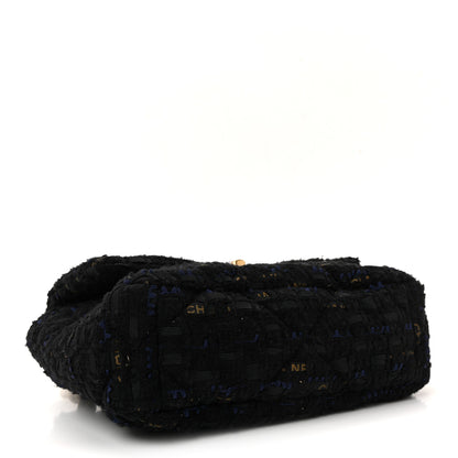 Chanel Tweed Quilted Medium Chanel 19 Flap Navy Blue Black 4 of 10