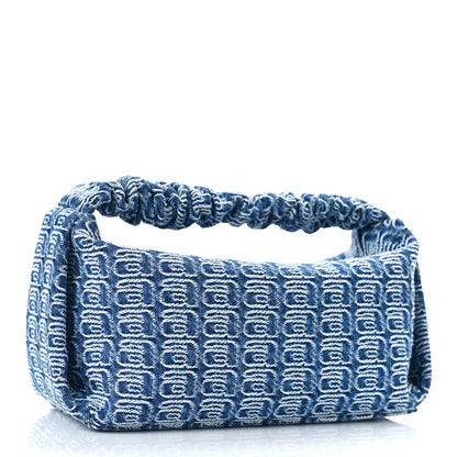 Alexander Wang Jacquard Denim Monogram Small Scrunchie Bag Vintage Indigo 2 of 8