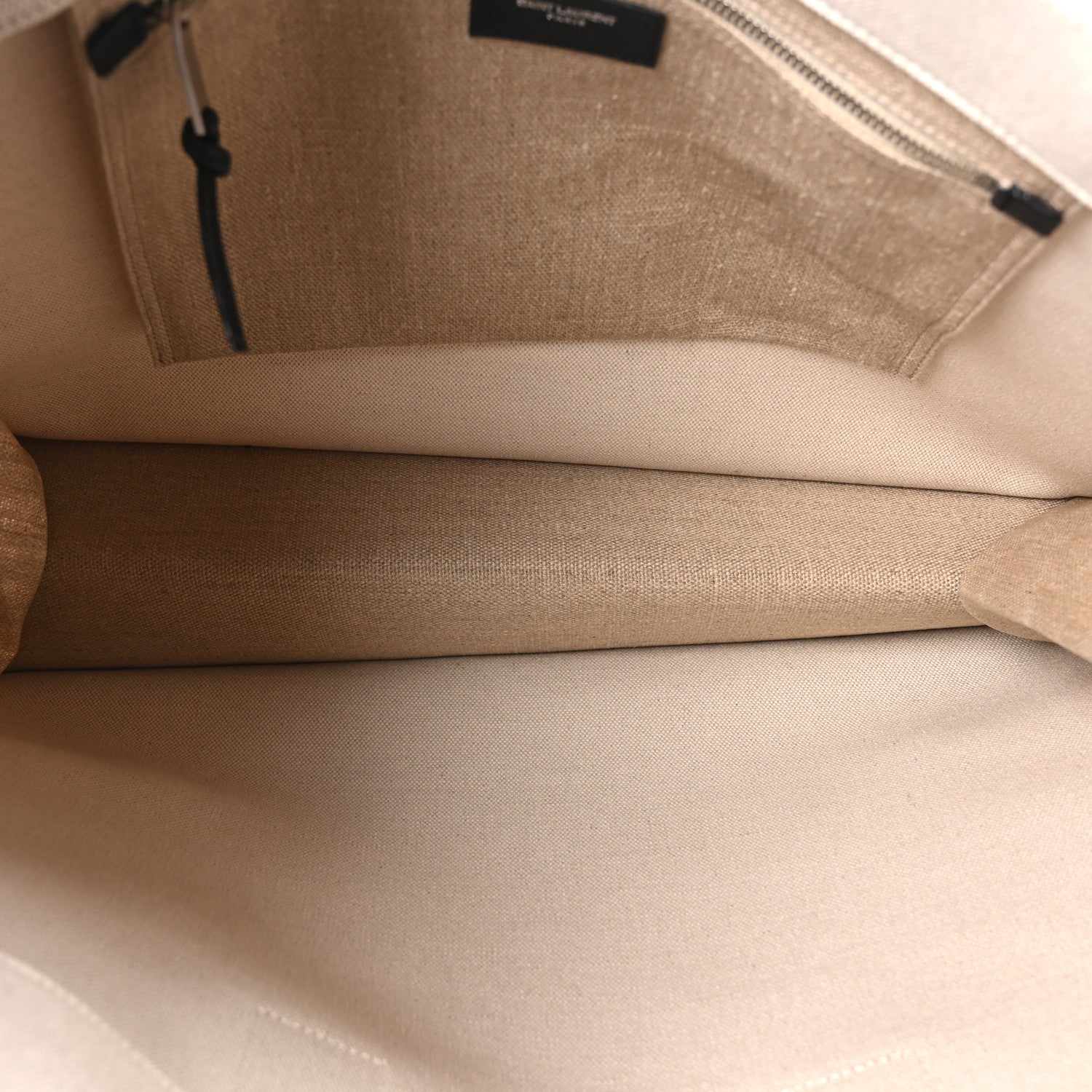 Saint Laurent Linen Calfskin Small Rive Gauche Tote Greggio Natural 5 of 10