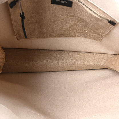 Saint Laurent Linen Calfskin Small Rive Gauche Tote Greggio Natural 5 of 10