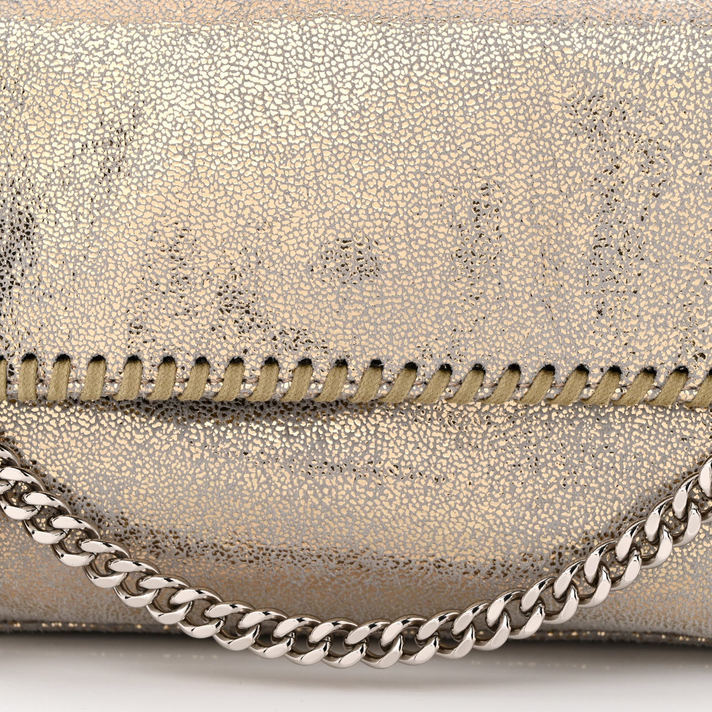 Metallic Shaggy Deer Mini Falabella Fold Over Tote Gold