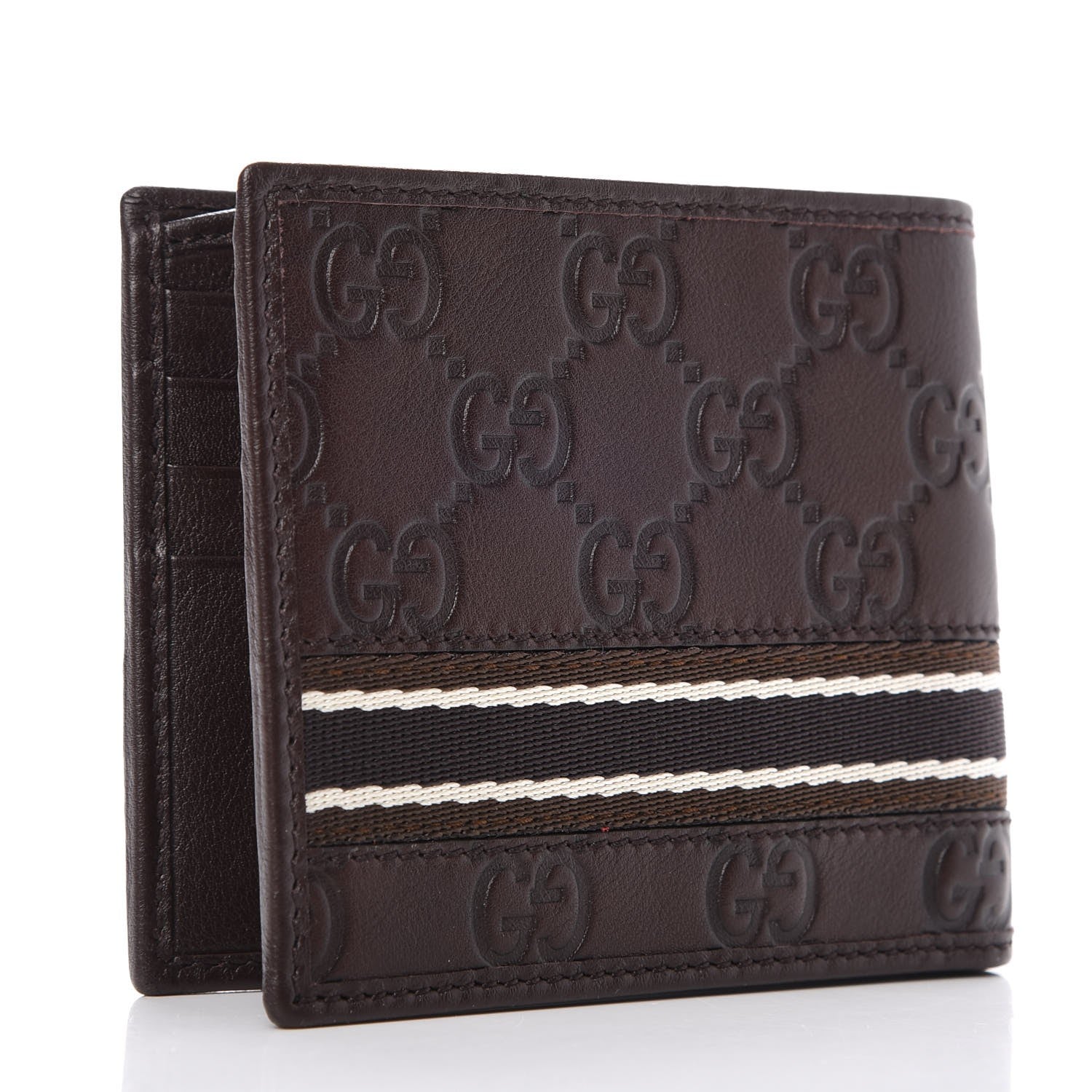 Gucci Guccissima Web Bi-fold Wallet Dark Brown 3 of 7