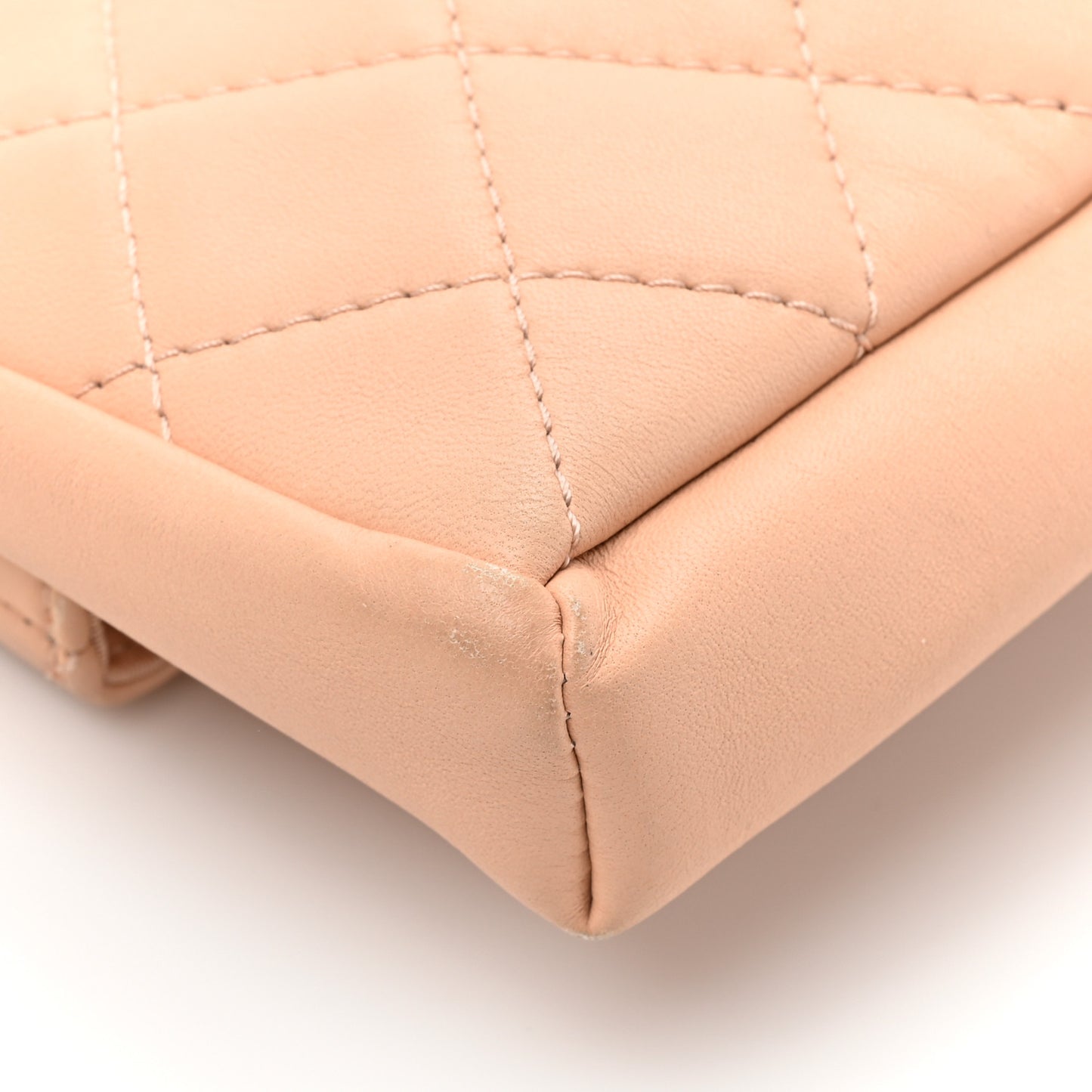 Lambskin Quilted Grip Clutch Nude