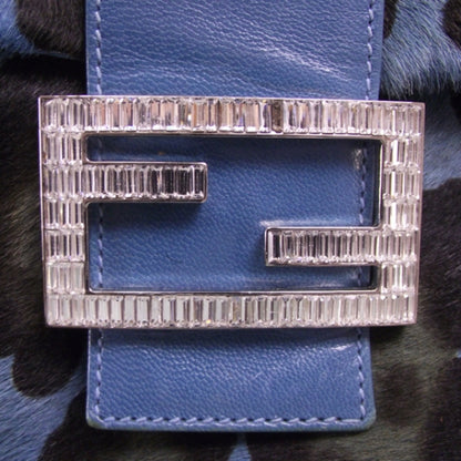 Fendi Calf Hair Leopard Print Baguette Blue 8 of 13