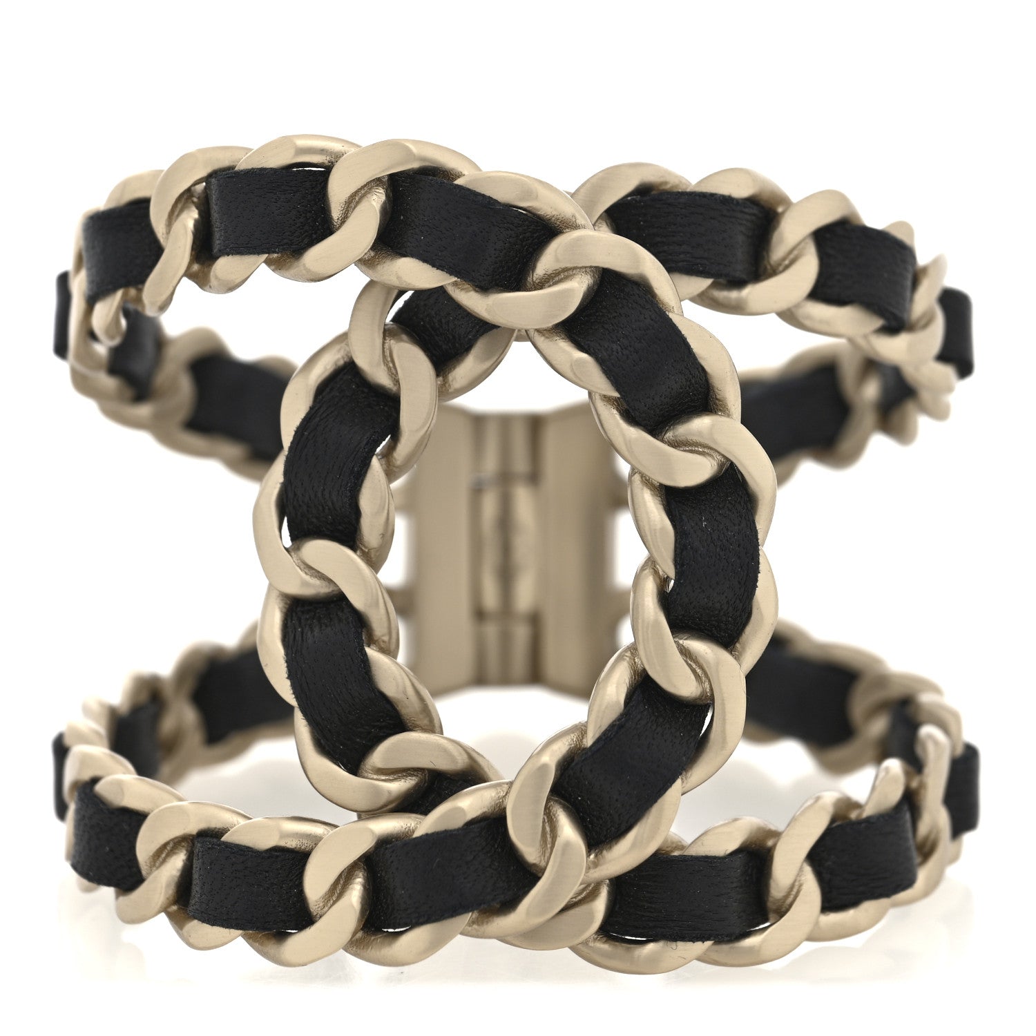 Chanel Lambskin Chain CC Cuff Black Gold 1 of 5