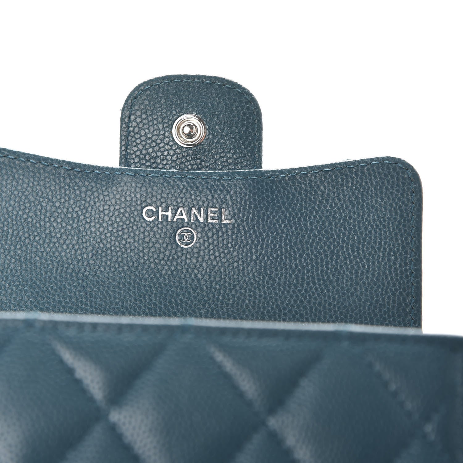 Chanel Caviar Quilted Compact Flap Wallet Dark Turquoise 6 of 9
