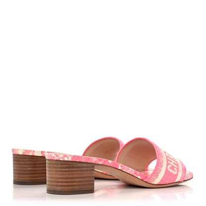 Christian Dior Cotton Toile de Jouy Embroidered Dway 55mm Slide Sandals 37 Off White Pink 4 of 9