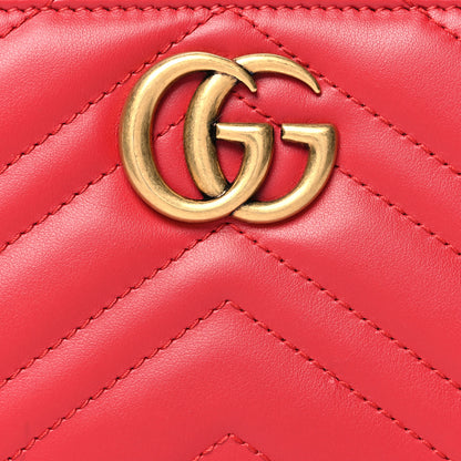 Gucci Calfskin Matelasse GG Marmont Zip Around Wallet Hibiscus Red 8 of 12