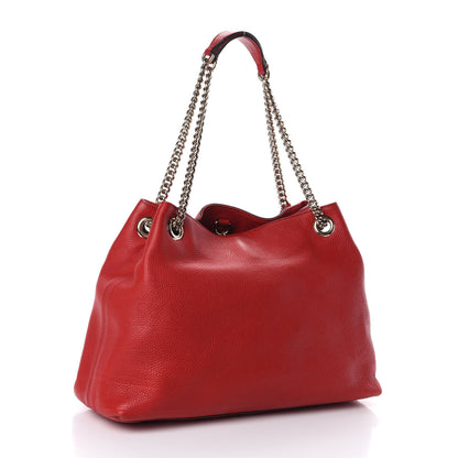 Gucci Pebbled Calfskin Medium Soho Chain Shoulder Bag Tabasco Red 3 of 12
