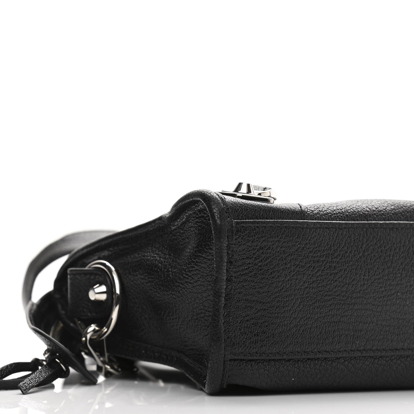 Chevre Silver Metallic Edge Hardware Mini City Black