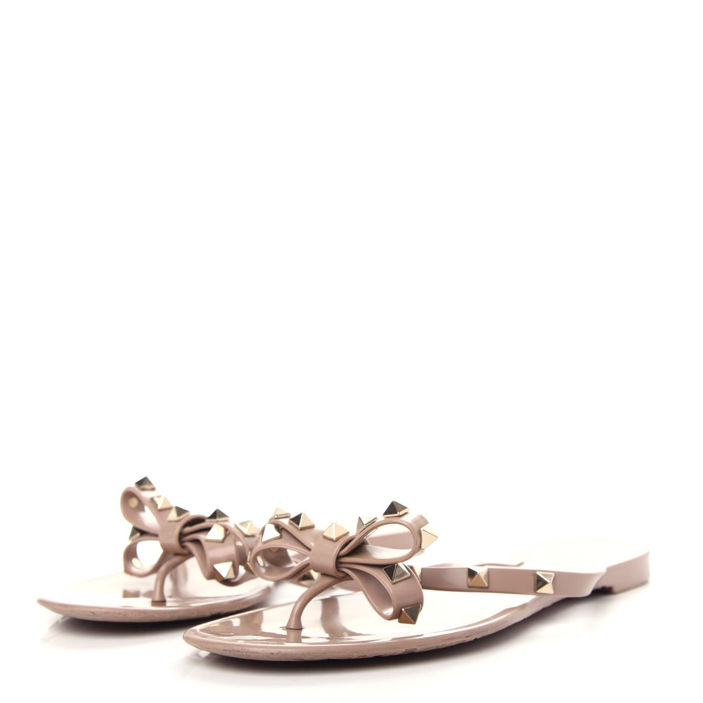 PVC Jelly Rockstud Bow Thong Sandals 39 Poudre