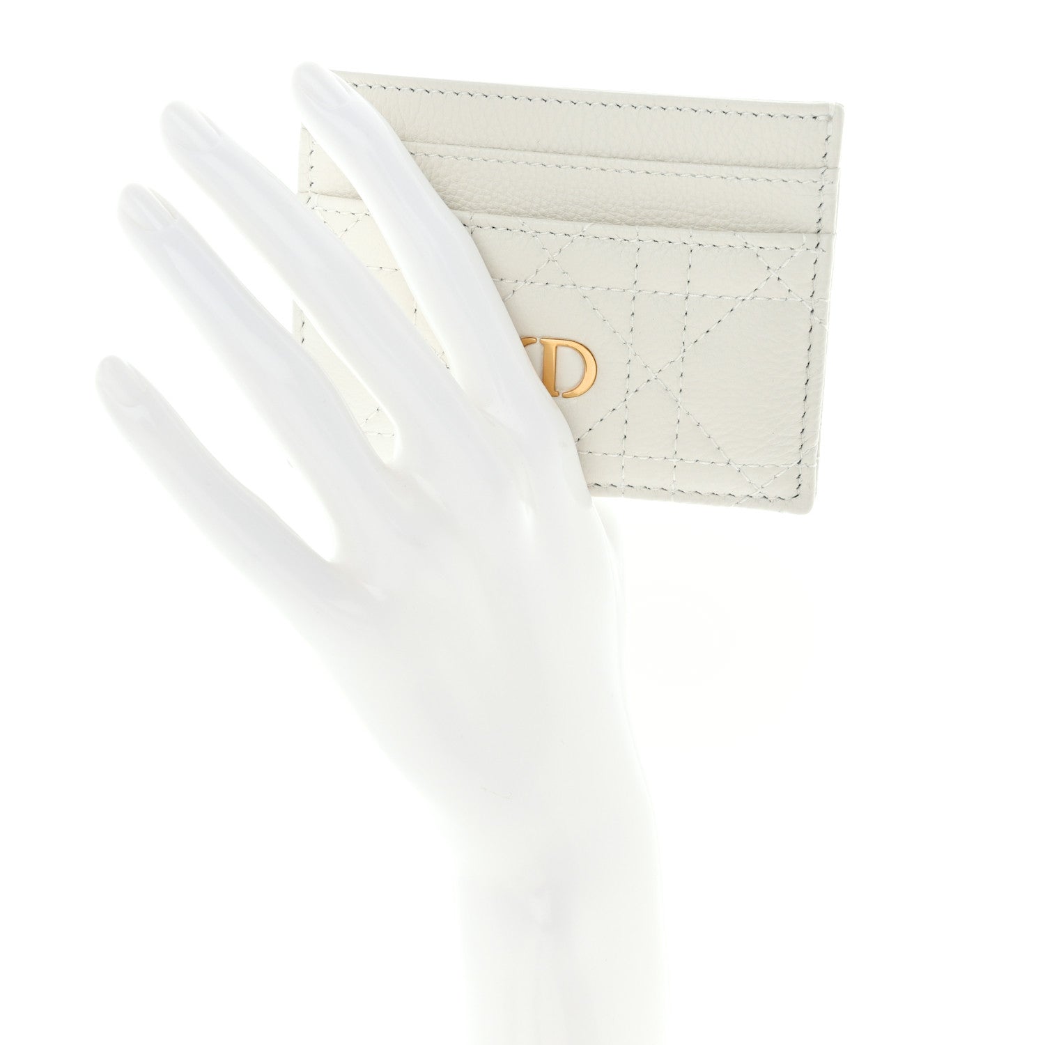 Christian Dior Supple Calfskin Cannage Caro Five-Slot Card Holder Latte 2 of 7