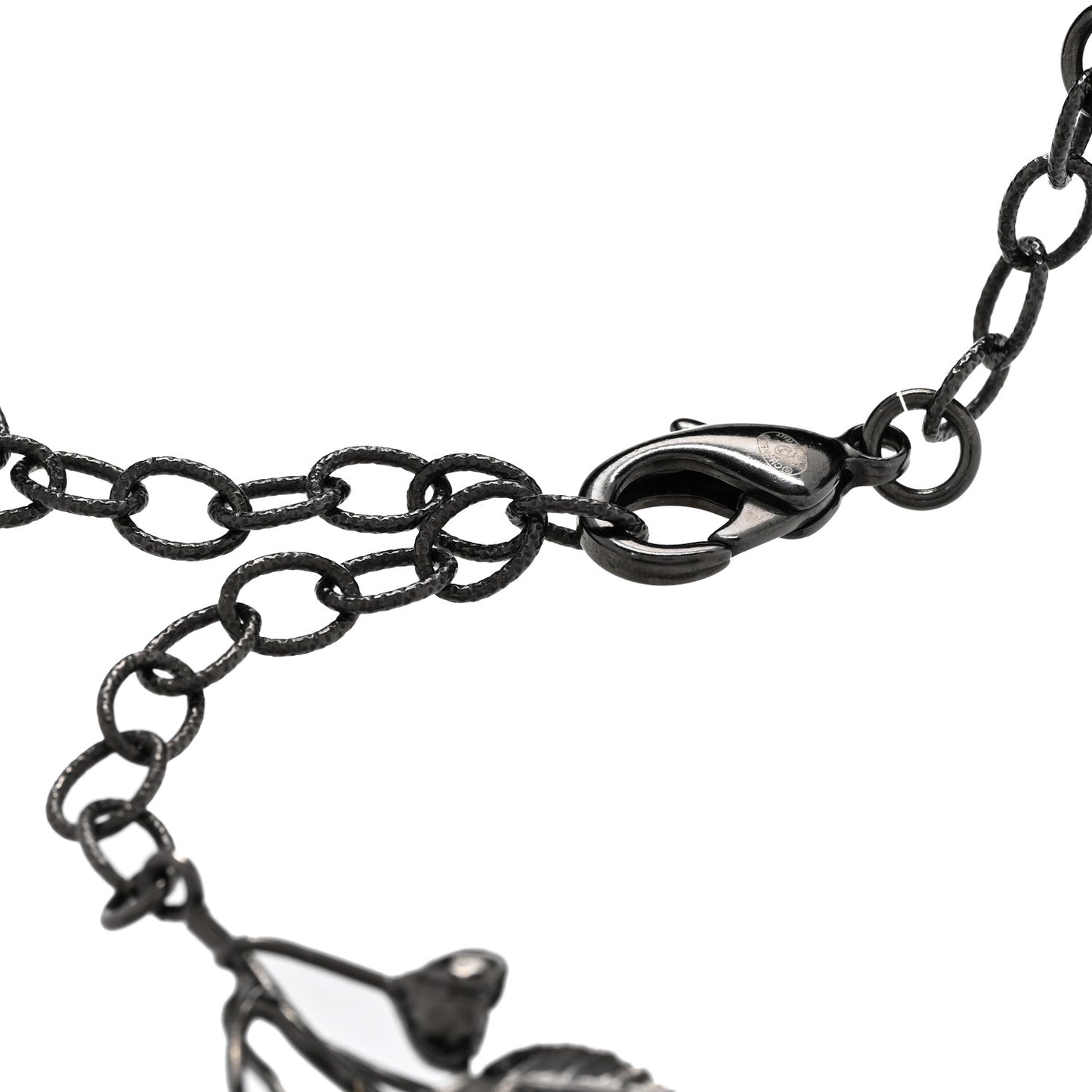 Enamel Flower Chain Choker Necklace Ruthenium Black
