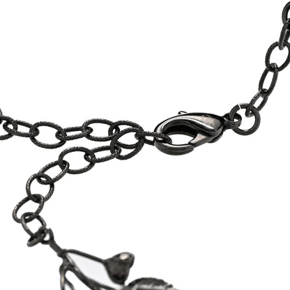 Chanel Enamel Flower Chain Choker Necklace Ruthenium Black 5 of 8