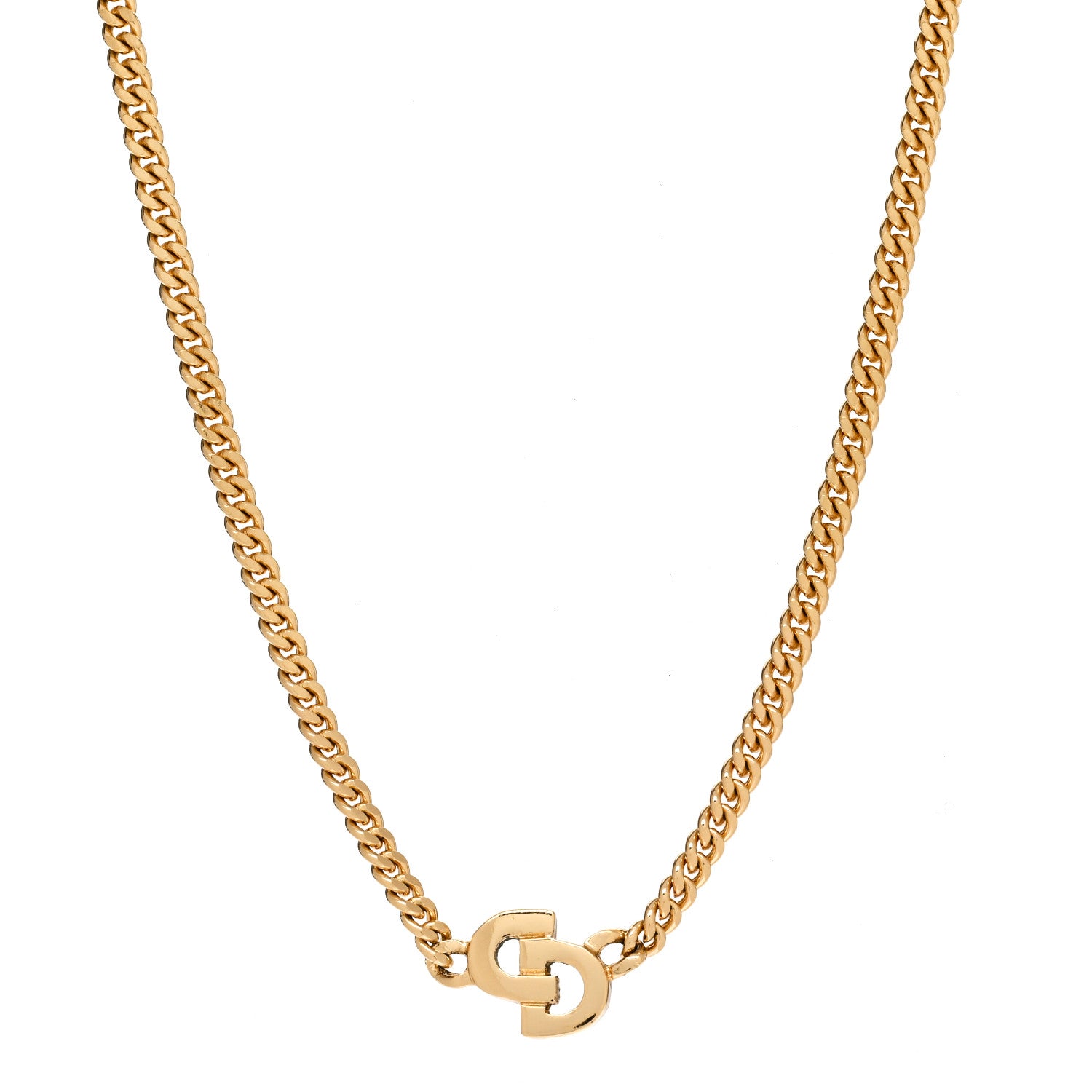 Christian Dior Metal CD Necklace Gold 1 of 6