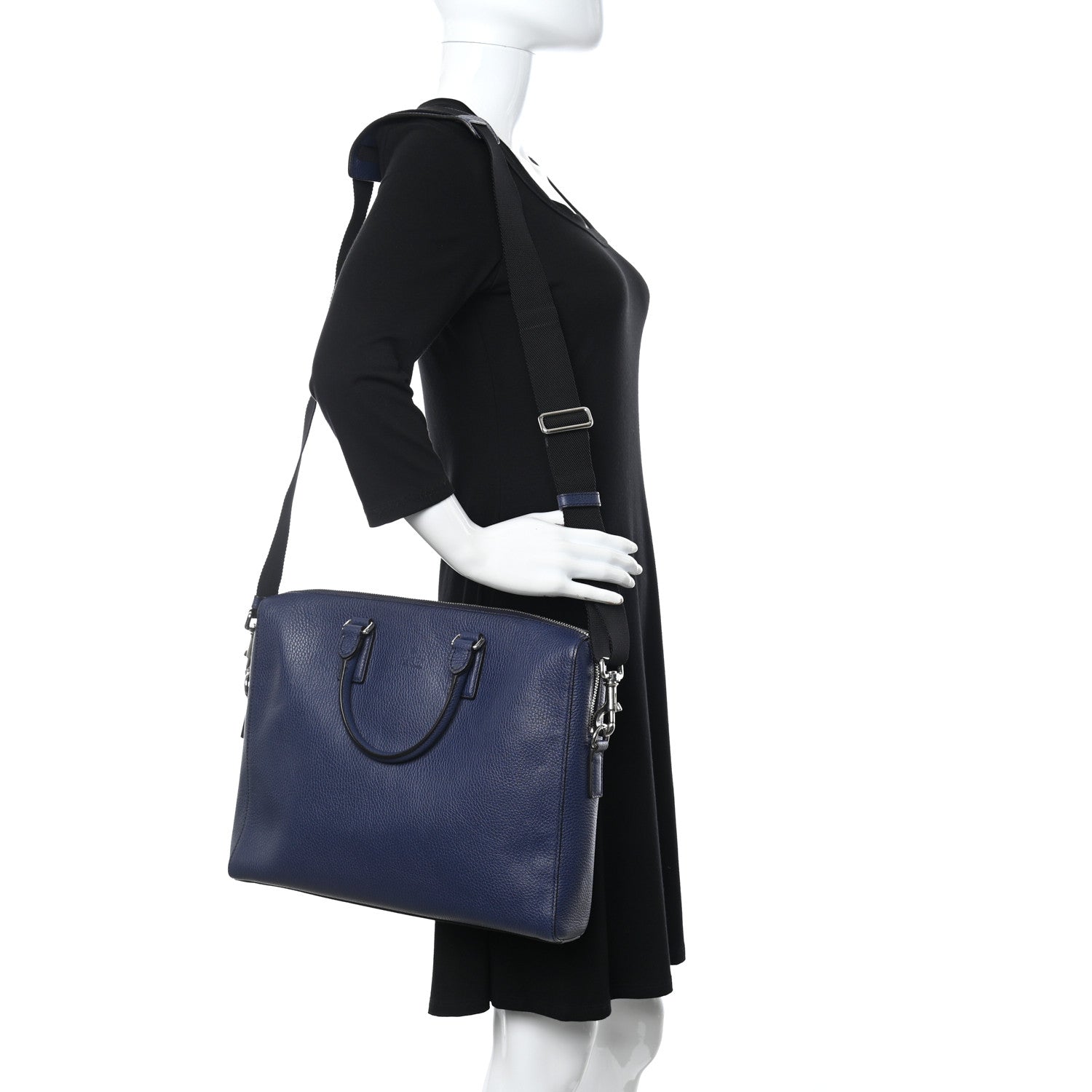 Gucci Pebbled Calfskin Briefcase Dark Blue 2 of 10