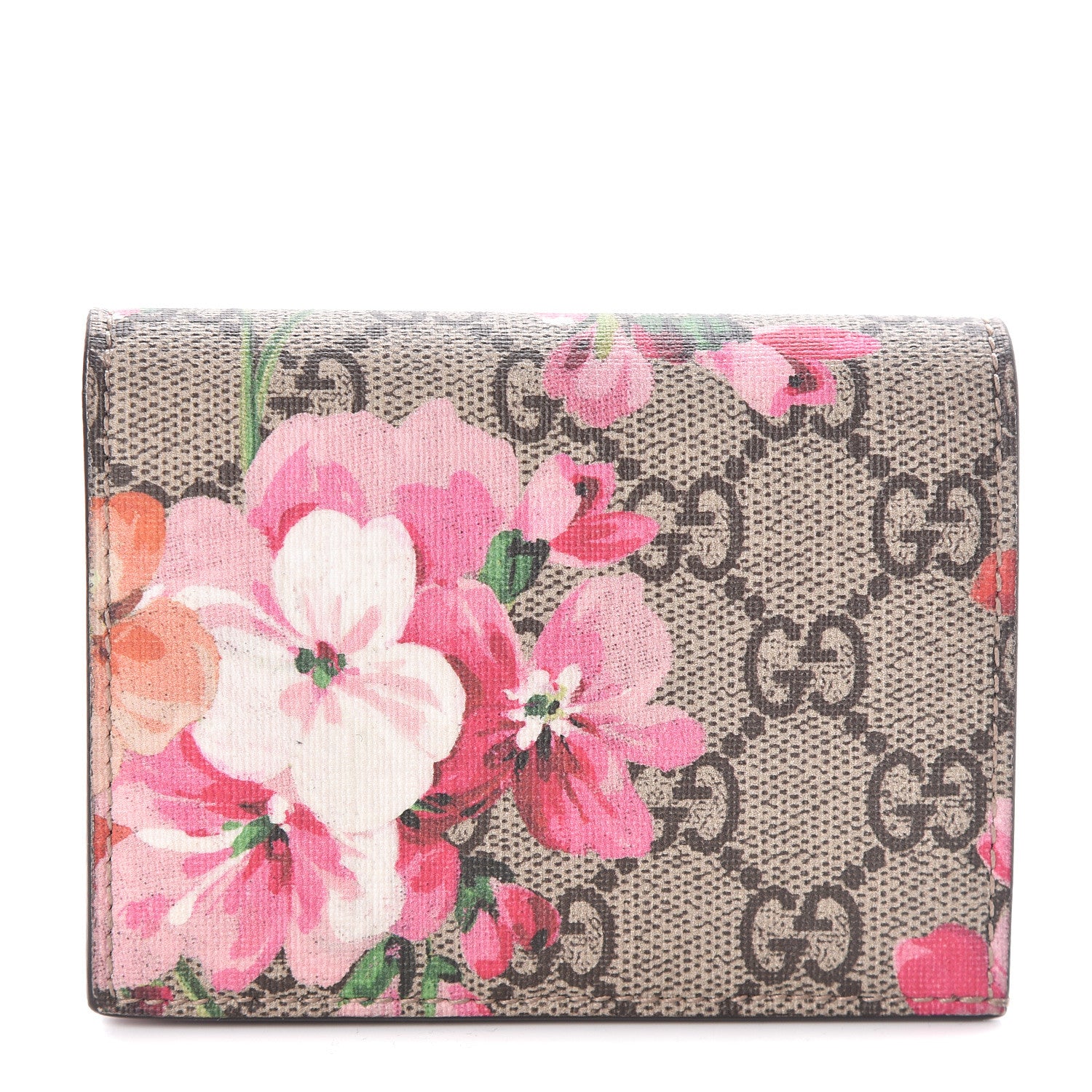 Gucci GG Supreme Monogram Blooms Card Case Beige Multicolor Dry Rose 1 of 7