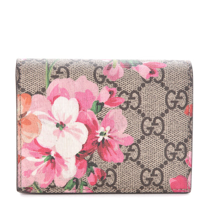 Gucci GG Supreme Monogram Blooms Card Case Beige Multicolor Dry Rose 1 of 7