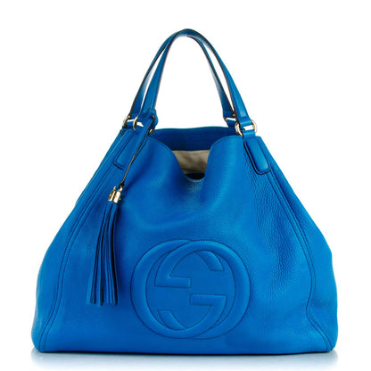 Gucci Pebbled Calfskin Large Soho Shoulder Bag Riviera Blue 1 of 8