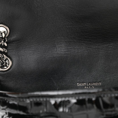 Saint Laurent Patent Crocodile Embossed Lambskin Monogram Baby Niki Chain Satchel Black 11 of 12