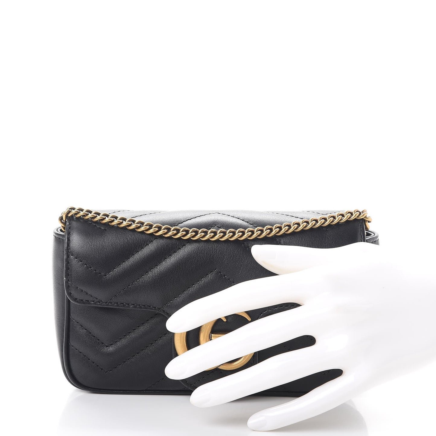 Calfskin Matelasse Super Mini GG Marmont Shoulder Bag Black
