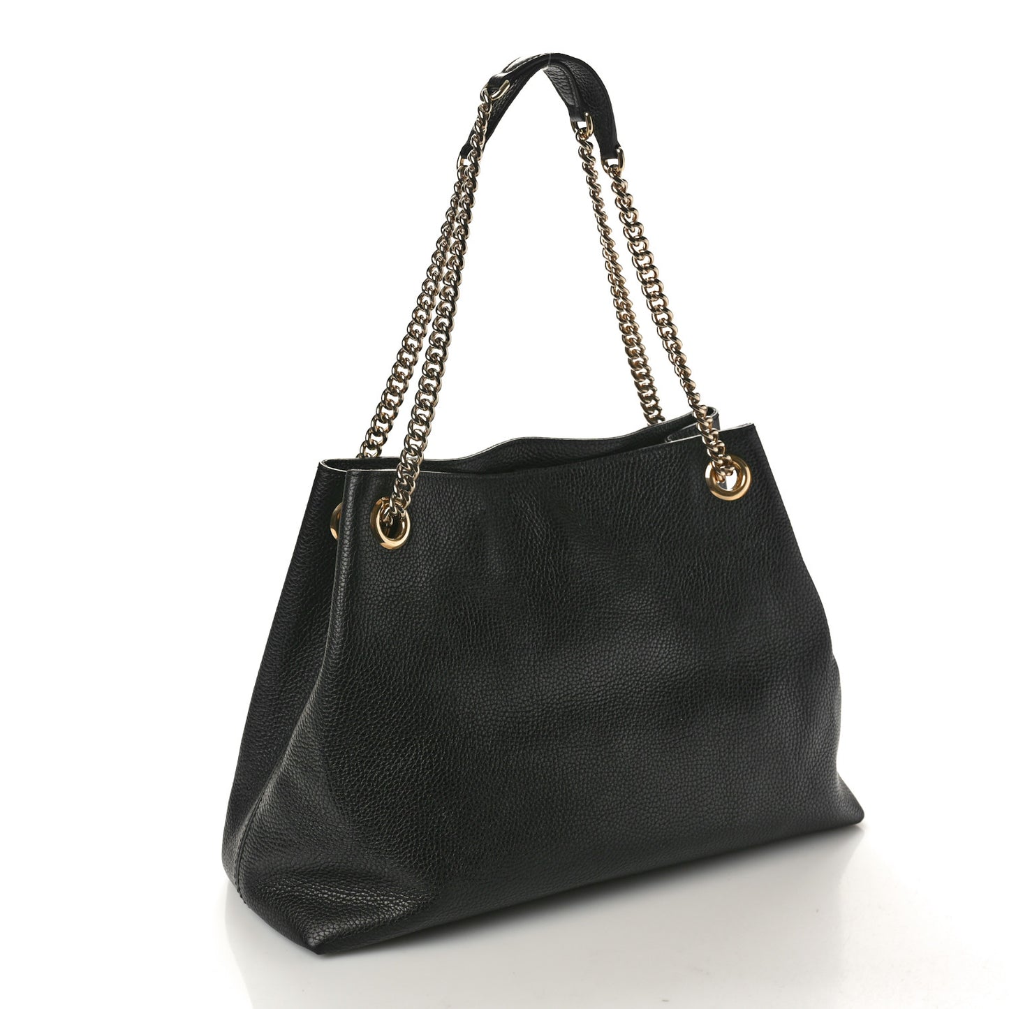 Pebbled Calfskin Medium Soho Chain Shoulder Bag Black