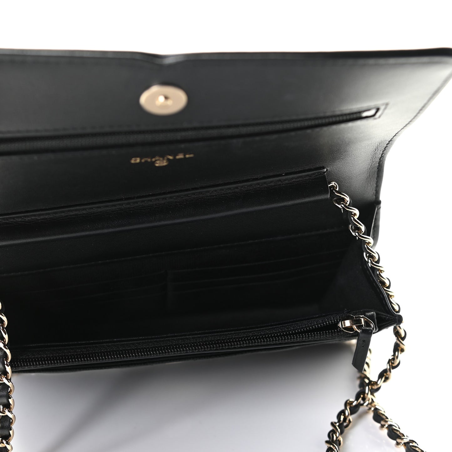 Caviar Quilted CC Filigree Wallet On Chain WOC Black
