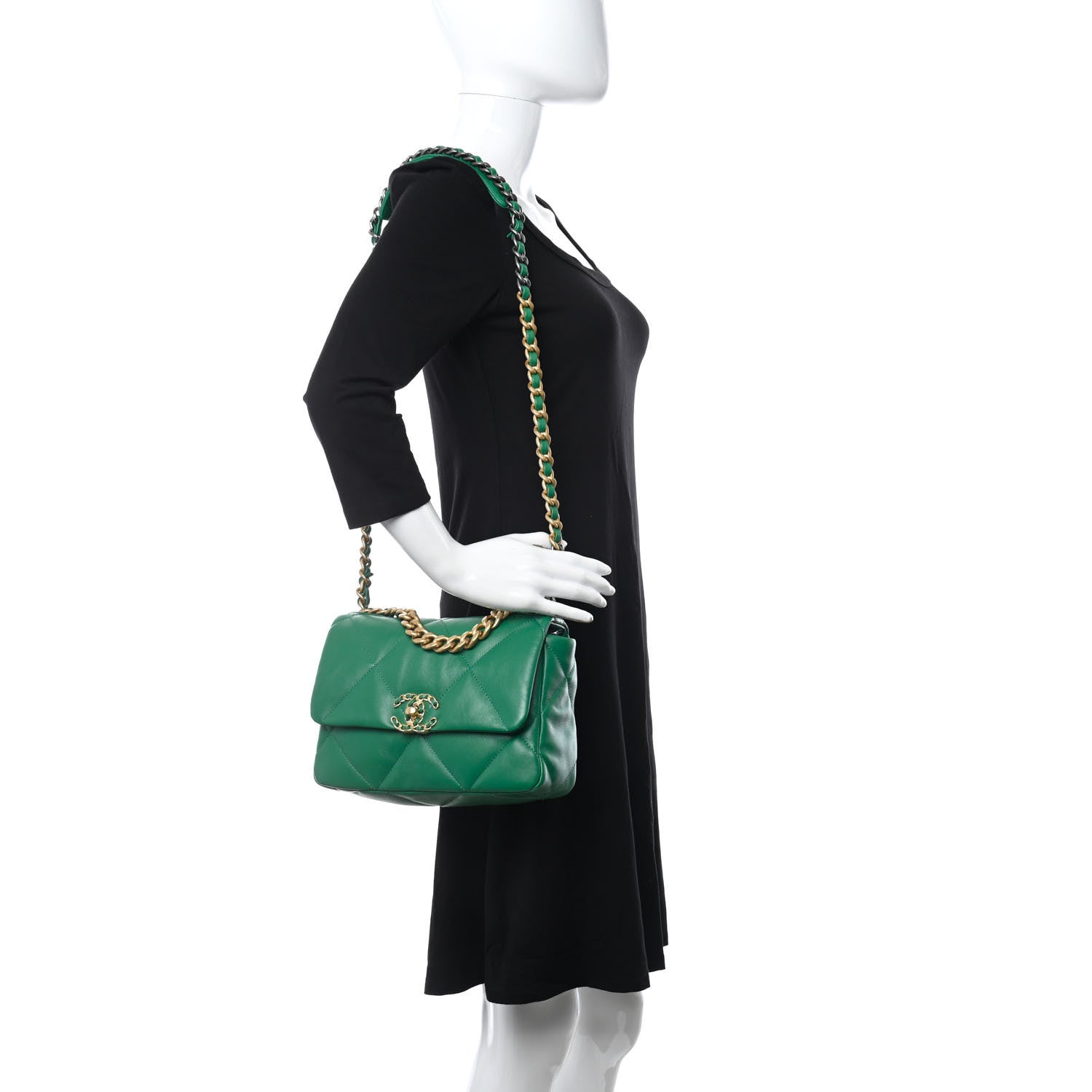 Chanel Lambskin Quilted Medium Chanel 19 Flap Green 2 of 11