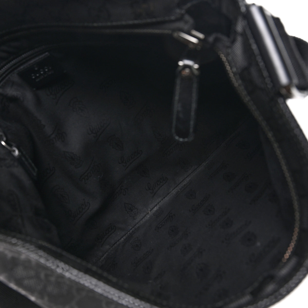 Gucci Imprime Monogram Medium Flat Messenger Bag Black 5 of 11
