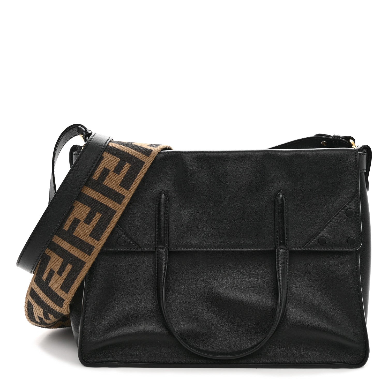 Fendi Vitello Grace Matte Large Flip Tote Black 1 of 11