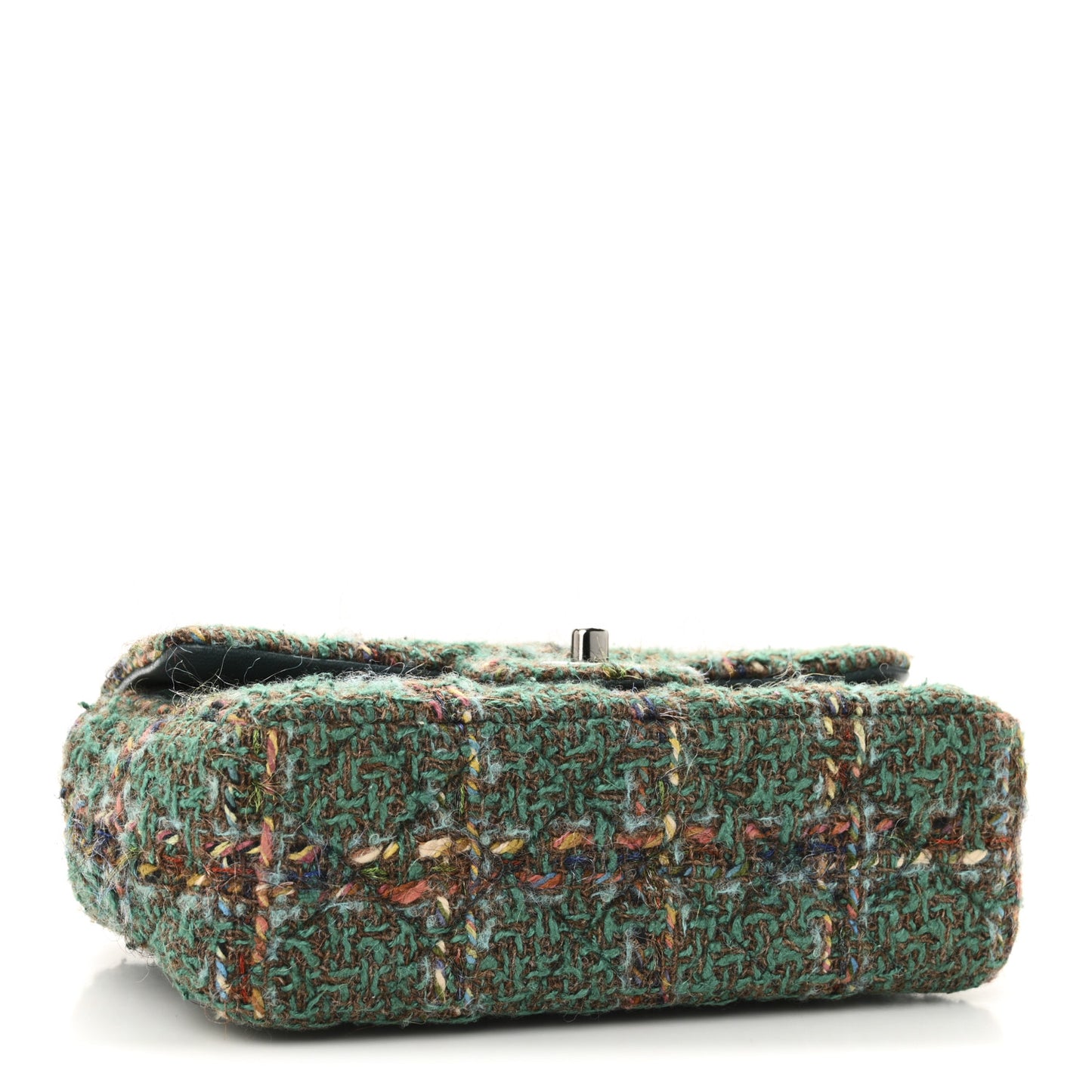 Tweed Quilted Mini Rectangular Flap Green