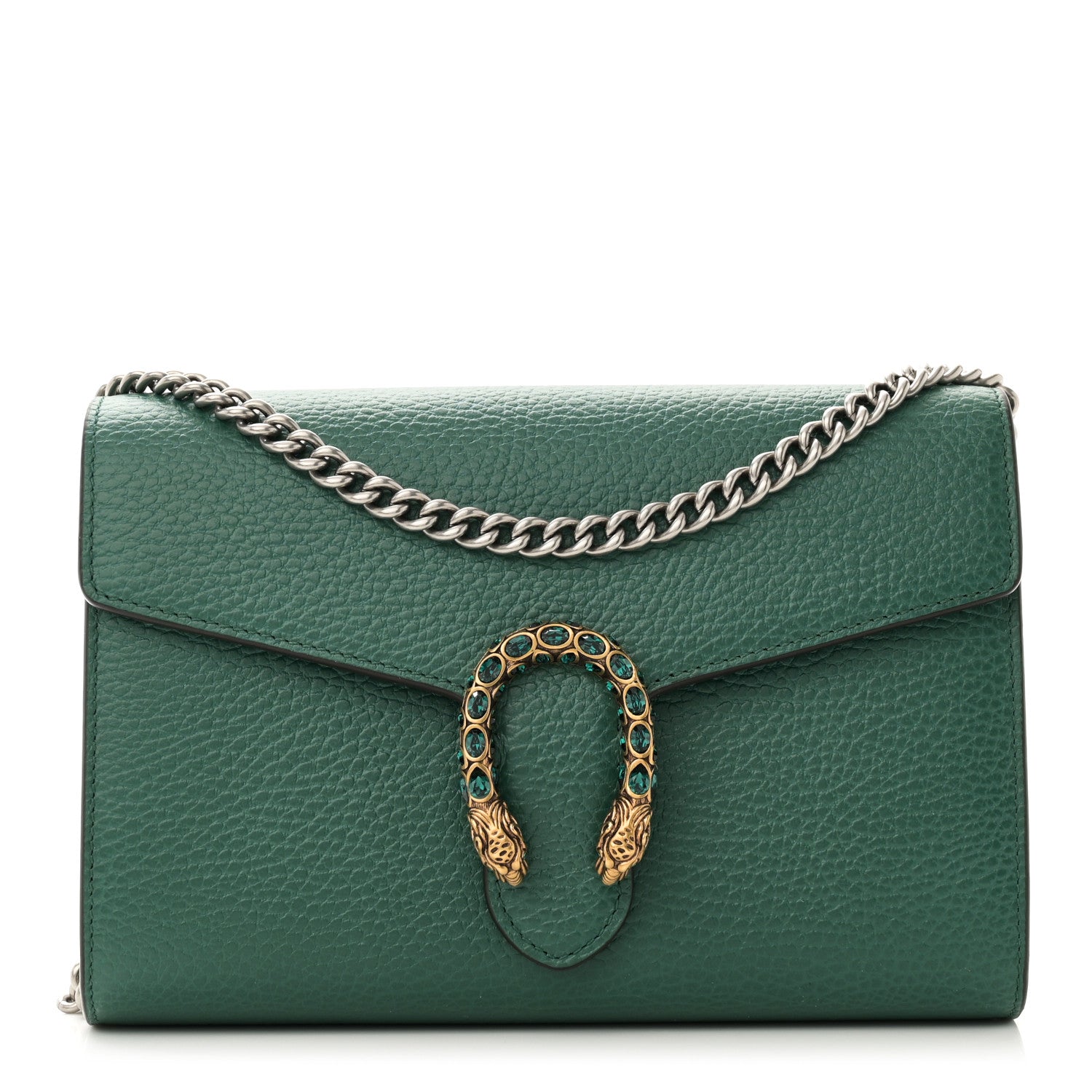 Gucci Calfskin Mini Dionysus Chain Wallet Emerald 1 of 11