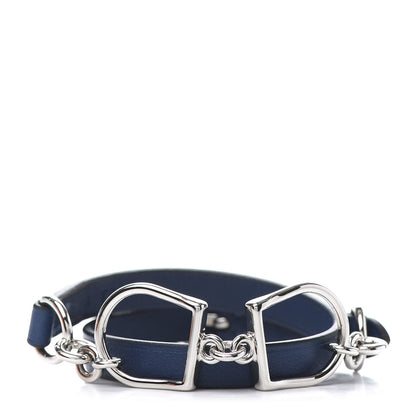 Hermes Swift Etrier Double Tour Bracelet T2 Deep Blue 1 of 6