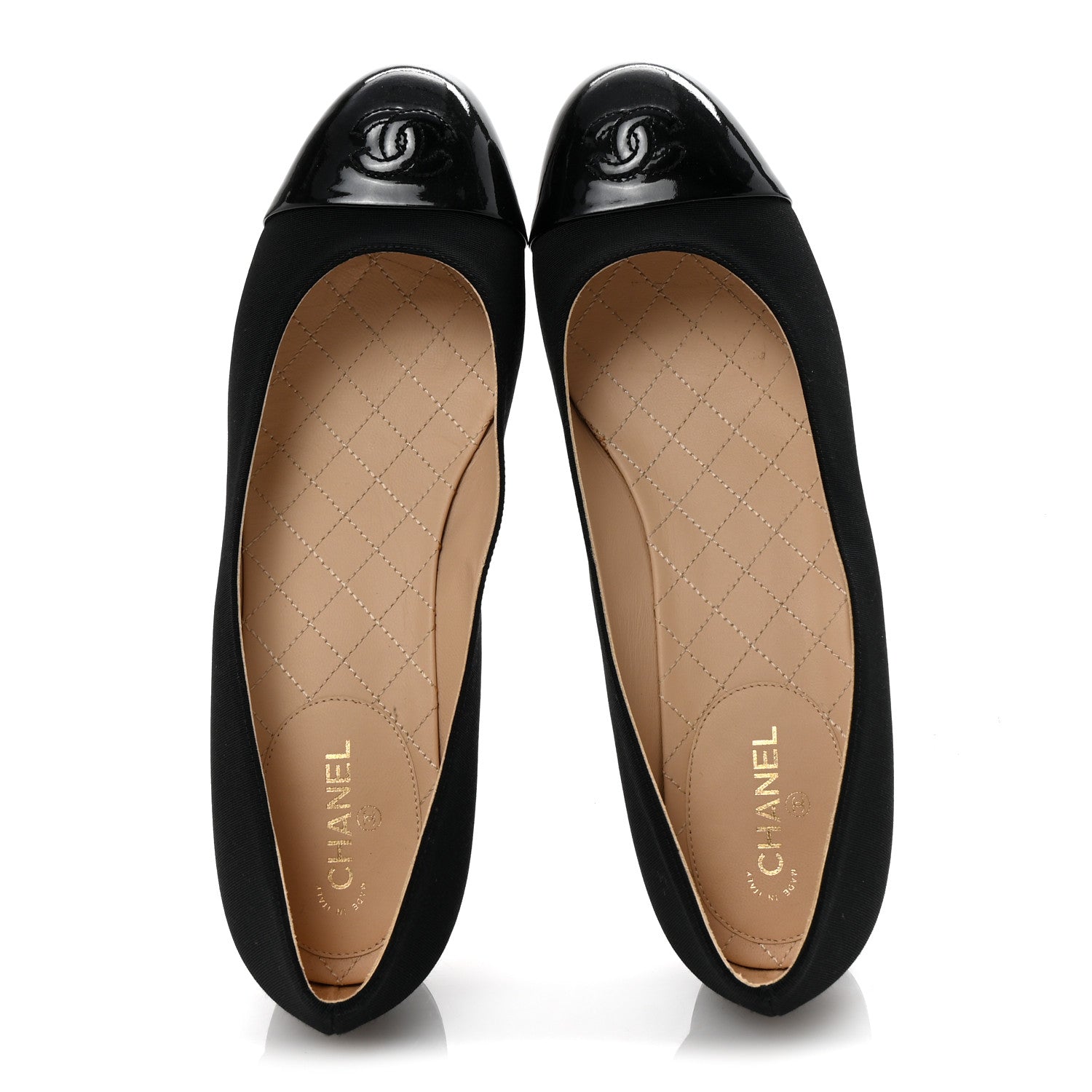 Chanel Grosgrain Patent Calfskin CC Cap Toe Pumps 40 Black 2 of 9