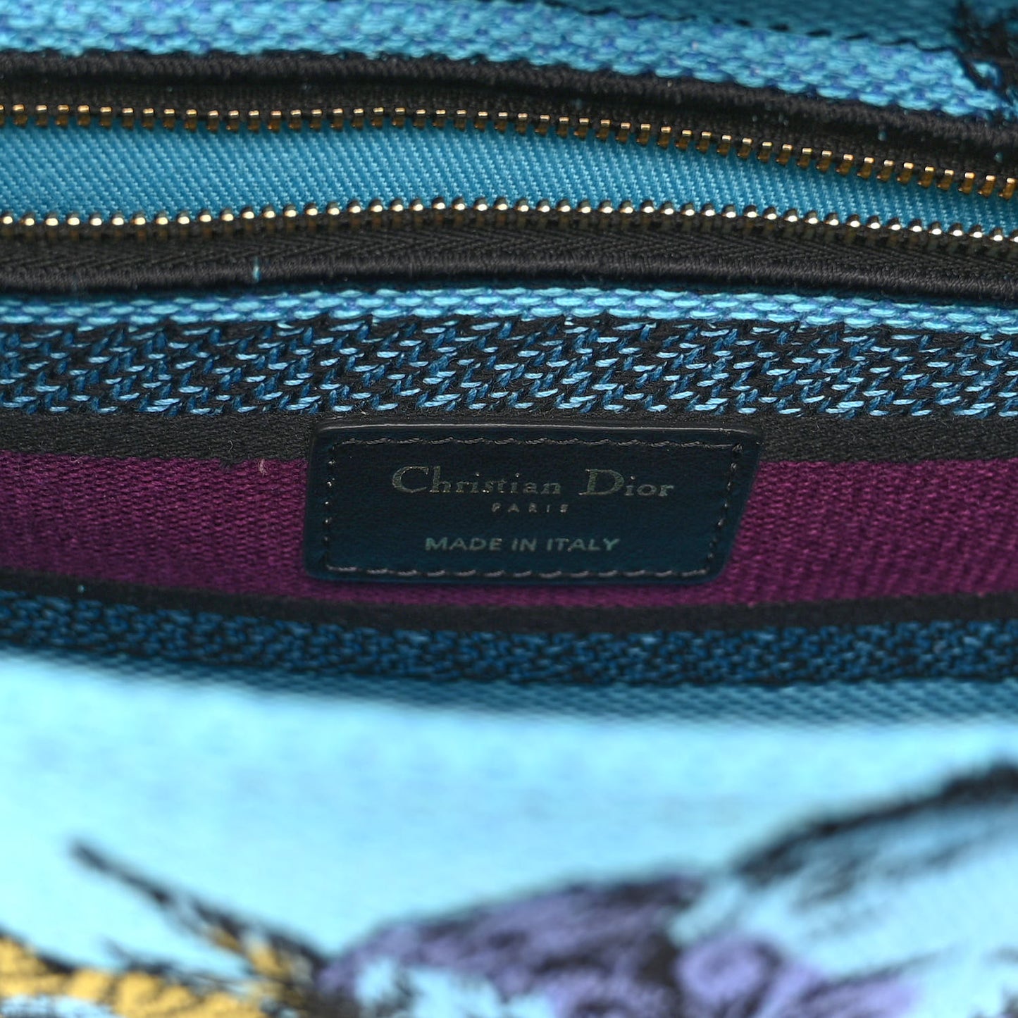 Canvas Toile de Jouy Voyage Embroidered Medium Lady D-Lite Celestial Blue