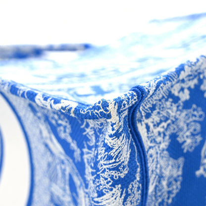 Christian Dior Canvas Embroidered Medium Dioriviera Toile De Jouy Book Tote Fluorescent Blue 5 of 11