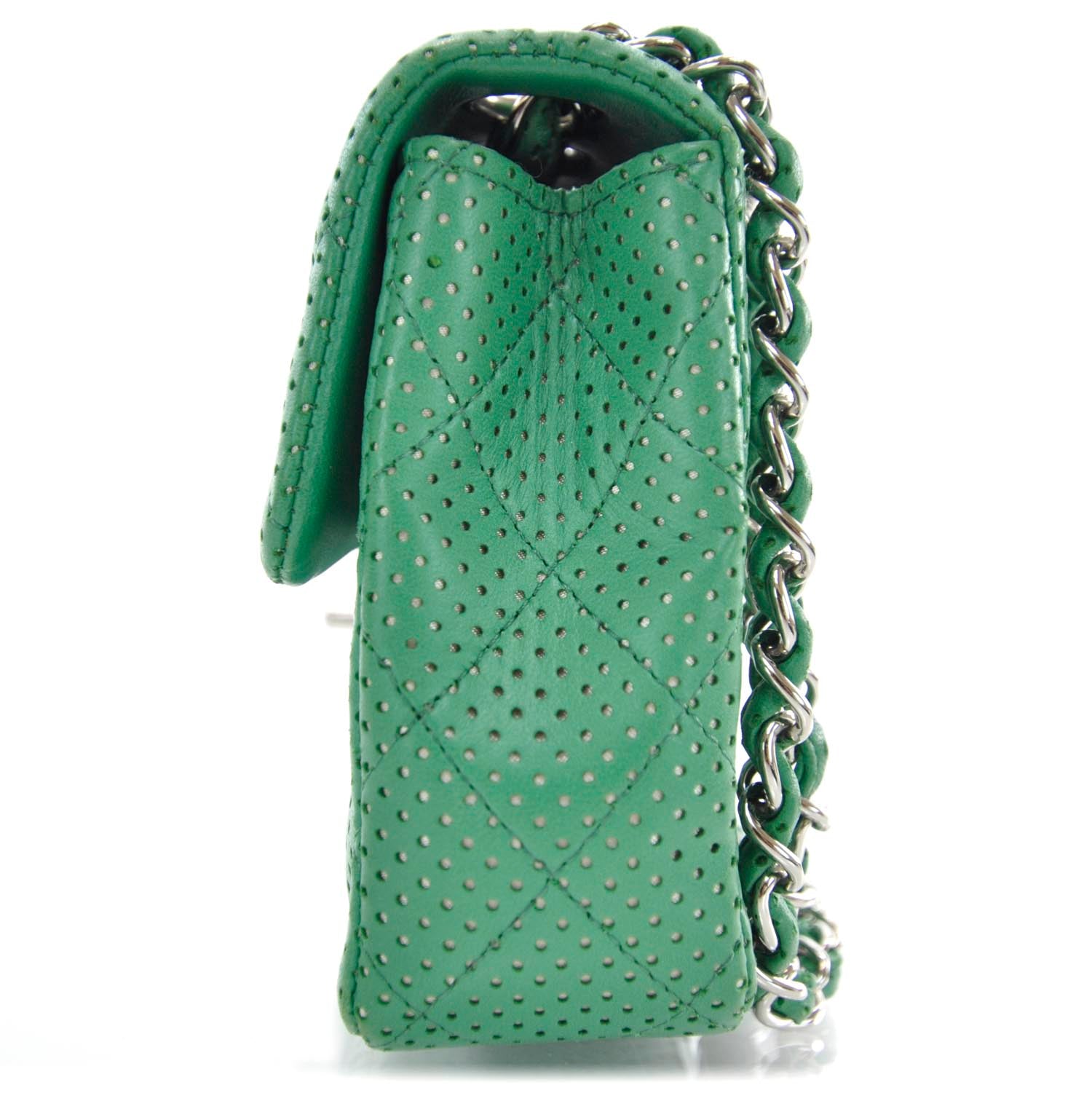 Chanel Calfskin Perforated East West Flap Green 4 of 11