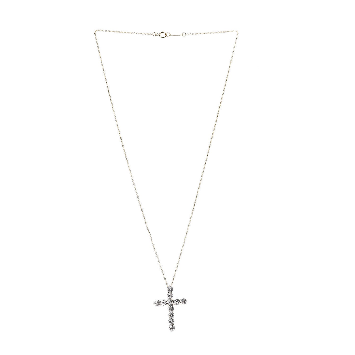 18K Yellow Gold Diamond Large Cross Pendant Necklace