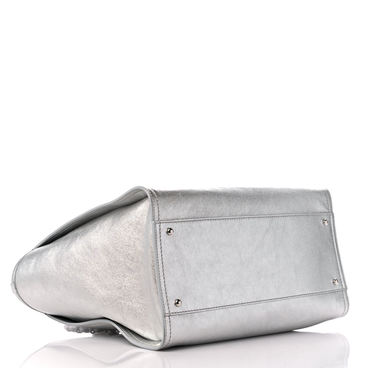 Metallic Calfskin Medium Deauville Tote Silver